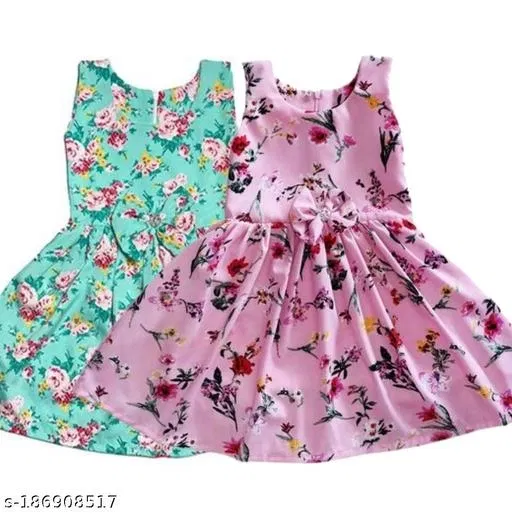Pack of 2 Frocks & Dresses for Girls (Aqua Blue, 4-5 Years)