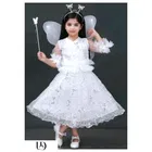 Cotton Blend Solid Dress for Girls (White, 0-1 Years)