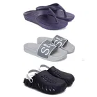 Combo of Clogs with Sliders & Flipflops for Men (Multicolor, 8) (Set of 3)