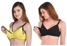 Cotton Blen Solid Non Padded Feeding Bras for Women (Multicolor, 32) (Pack of 2)