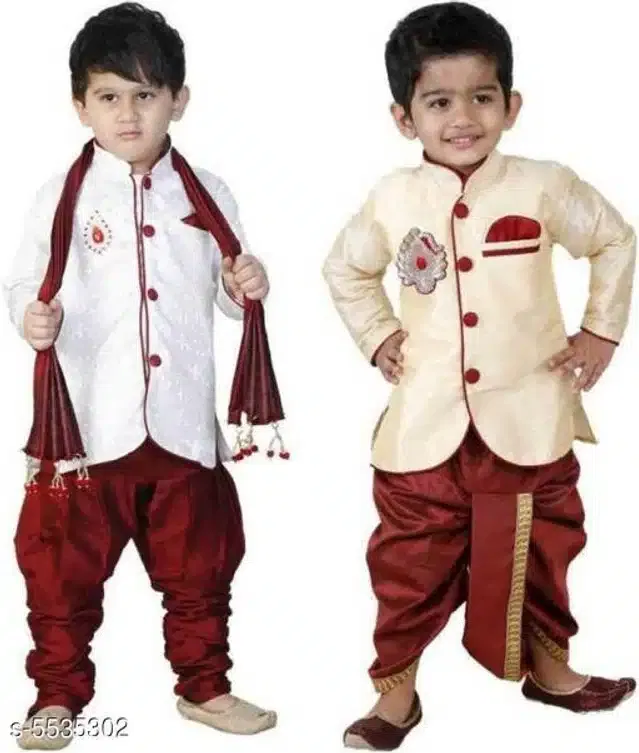 Sherwanis for Boys (Multicolor, 6-7 Years) (Pack of 2)