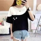 Cotton Printed T-Shirt for Women, Black 