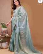Chiffon Solid Saree for Women, Blue 
