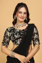Silk Woven Design Saree for Women, Black 