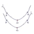 Brass Rhodium Plated Anklet Set (Silver, Set of 1)