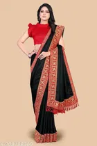 Vichitra Silk Solid Saree for Women 
