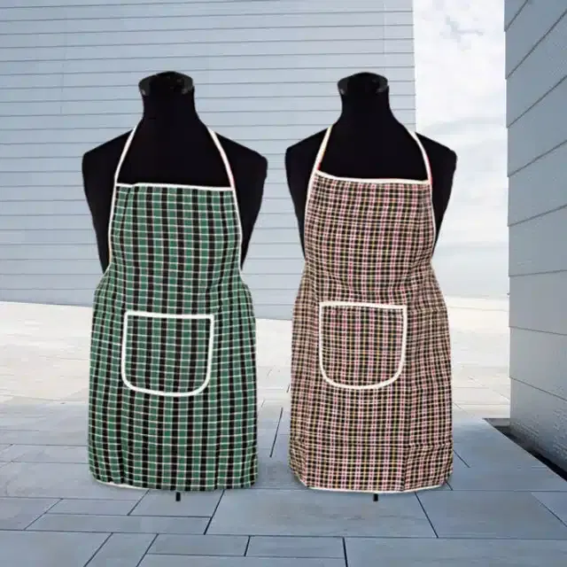 Cotton Kitchen Aprons (Multicolor, Pack of 2)