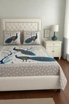 KC Jaipuri Cotton King Bedsheeet Peacock Printed 90x108in