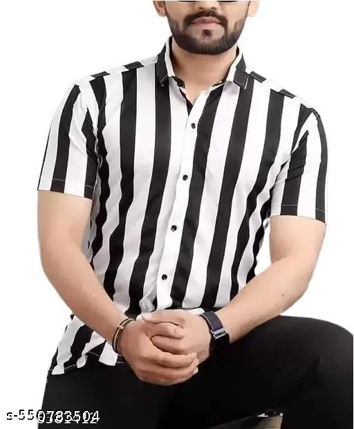 Lyrca Printed Shirt for Men (White, L)