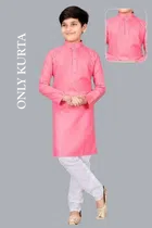 Cotton Solid Kurta for Boys (Pink, 3-4 Years)