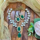 Stylish Kundan Necklace Set for Women, Green