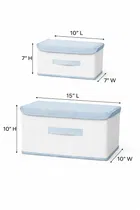 Craft Bazar Multipurpose Foldable Fabric Storage Box Set of 2 with Lid and Handles for Clothes, Toys, Wardrobe, Shelf and Home Organization