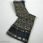 Silk Printed Saree for Women, Black 