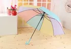Rainbow 21 inch Folding Windproof Umbrella for Men and Women Multicolor J Shaped Handle 
