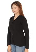 Woolen V-Neck Cardigan Full Sleeve Button-Up Winter Sweater 