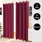 Polyester Blackout Plain Wine Door Curtain 7ft Pack of 1