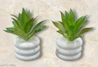 Plastic Artificial Flower With Pot,Multicolour,Set Of 2