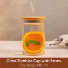 Afast Sipper Mug Fruit Juice Milk with Wooden Lid and Straw 410 ml - Green Tea Coffee Tumbler Cup,Starw Glass Juice for Kids,Adult 