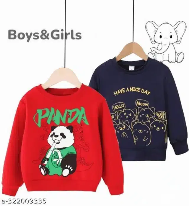 Full Sleeves Sweatshirts for Kids (Red & Navy Blue, 18-24 Months) (Pack of 2)
