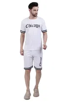 Printed Tracksuit for men (White, M) (AS-164)