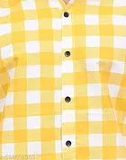 Cotton Blend Checked Shirt for Men, Yellow 