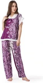 Satin Printed Night Suit for Women 