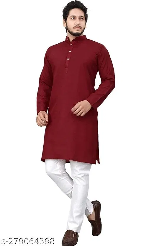 Kurta for Men (Maroon, XXL)