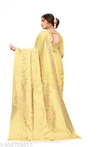 Linen Zari Woven Saree for Women 