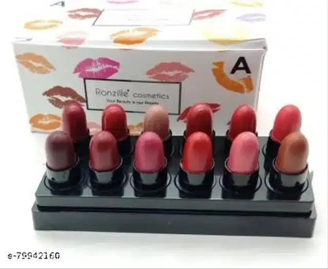 Ronzille Bullet Mini Lipsticks (Multicolor, Pack of 12)