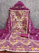 Chanderi Cotton Embroidered Unstitched Suit Fabric, Purple