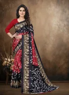 Art Silk Printed Saree for Women, Red 