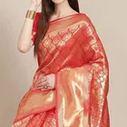 Litchi Silk Zari Woven Saree for Women, Red 