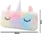 MINDFIT Unicorn Furr Pencila case and Magic pencil Kit including Unicorn Badge 