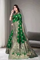 Silk Woven Design Saree for Women, Green 
