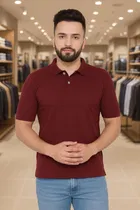 Cotton Blend Polo Neck T-Shirt for Men 