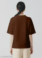 Cotton Blend Printed T-shirt for Women, Maroon 