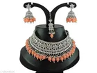 Pearl Fitted Rodium Silver Chocker with Jumkaa for Women 
