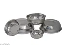 Stainless steel with white plastic lid for storing and serving food Containers, Set of 5 PC