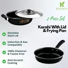 Non Stick Kadai with Stainless Steel Lid & Frying Pan 