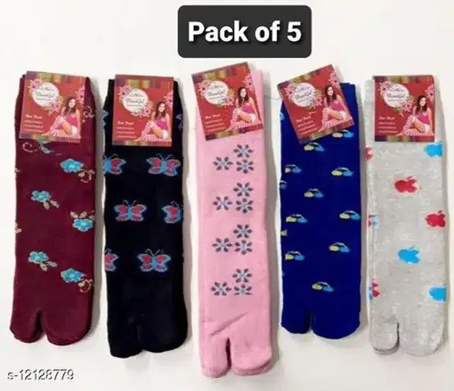 Wool Socks for Women (Multicolor, Set of 5)