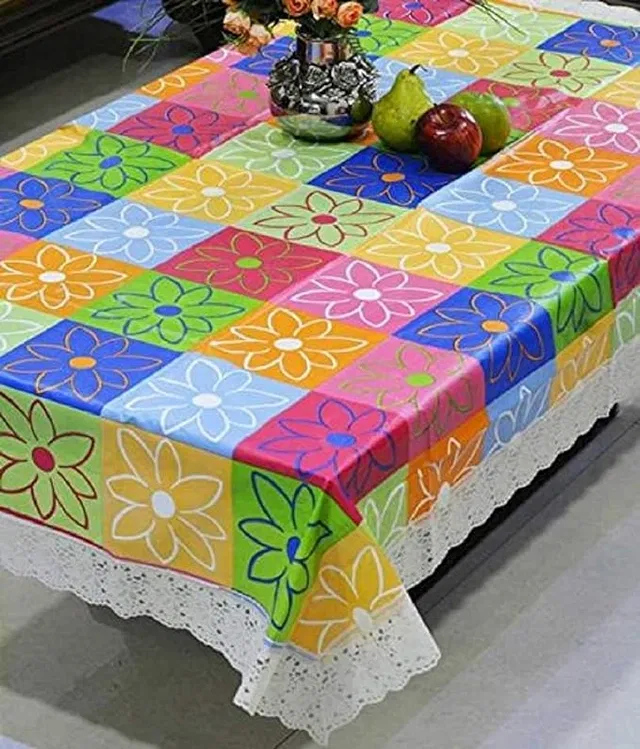 PVC Printed 4 Seaters Table Cover (Multicolor, 40x60 inches)