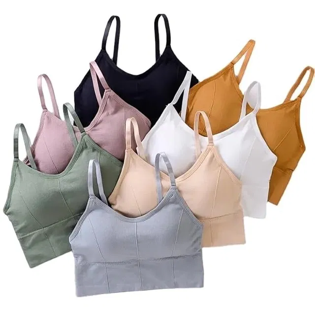 Cotton Blend Lightly Padded Wire Free Sports Bras for Women (Multicolor, 30) (Pack of 2)