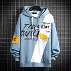 Fleece Printed Hooded Sweatshirt for Men (Sky Blue, M)