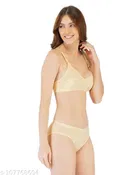 Cotton Blend Solid Lingerie Set for Women 