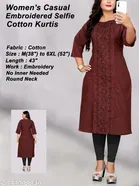 Ethnic Motif Embroidered Cotton Blend Kurti for Women 