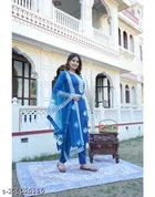 Viscose Rayon Embroidered Kurta with Pant & Dupatta for Women 