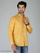 Cotton Blend Solid Shirt for Men, Yellow 