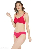 Cotton Blend Solid Lingerie Set for Women 