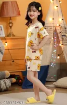Cotton Blend Night Suit for Girls 