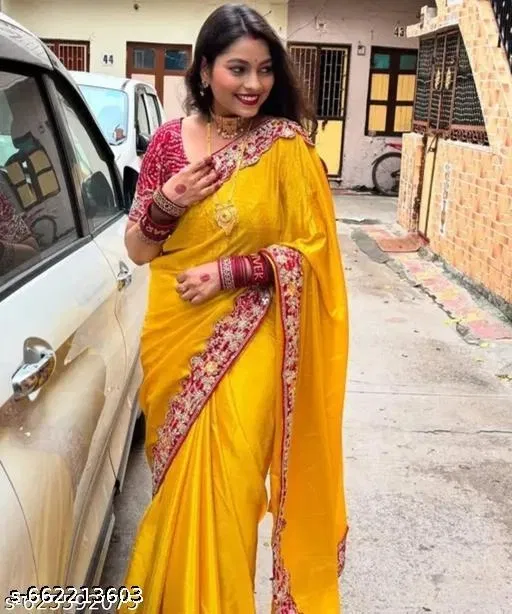 Jimmy Choo Embellished Saree For Women, Yellow